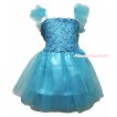 Blue Sparkle Rosettes Dress Up Dance Party Dress LP219